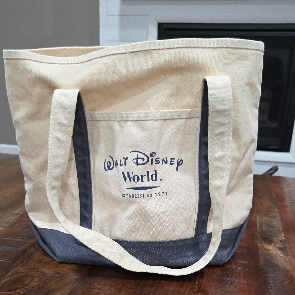 Disney Canvas Tote Bag - Cream and Denim Blue